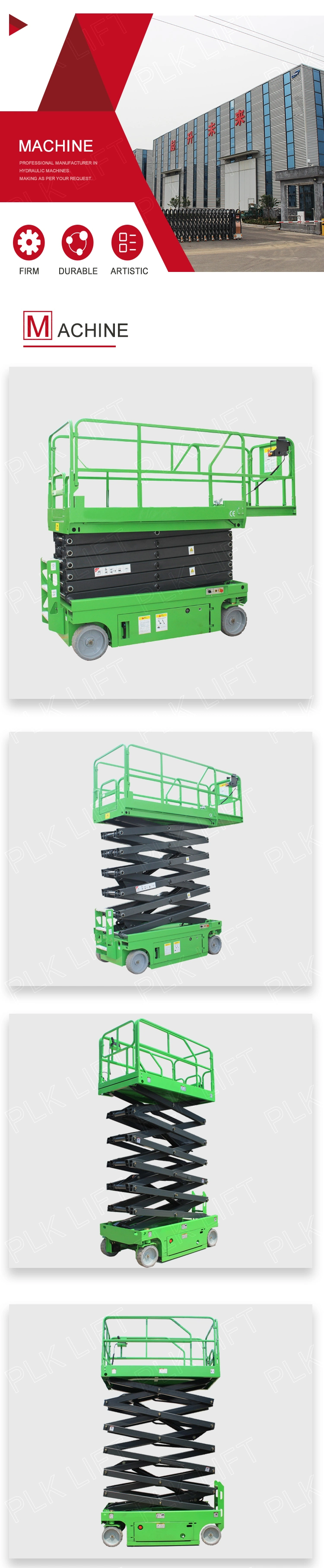 6m 10m 14m Hydraulic Electric Aerial Platform Man Scissor Lift